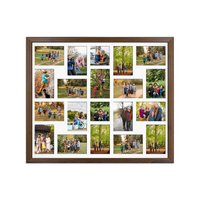 80X70CM Walnut Classic Multi Photo Frame with White Mount - Holds 20 ...