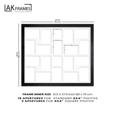 80X70CM White Ash Modern Multi Photo Frame with Poppy Red Mount - Holds ...