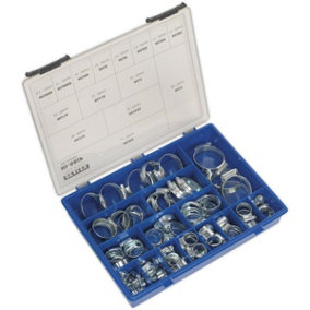 81 Pc Zinc Plated Hose Clip Assortment - 9.5 to 55mm - External Pressed Threads