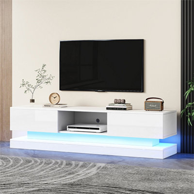 Abrihome 160 Cm Tv Stand With 16 Colour Rgb Led LightsHigh Gloss Front With 2 Drawers  And 1 Open Storage SpaceWhite from B&Q