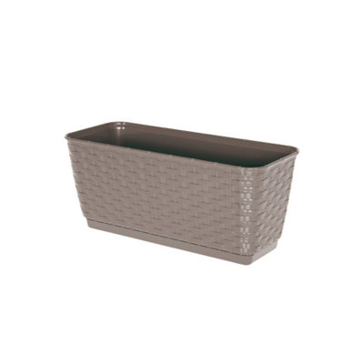 Urbn-Living BeigeSet Of 1Rato Rattan Design Plant Pots Rectangle Planter Large from B&Q