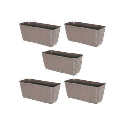 Urbn-Living BeigeSet Of 5Rato Rattan Design Plant Pots Rectangle Planter Large from B&Q