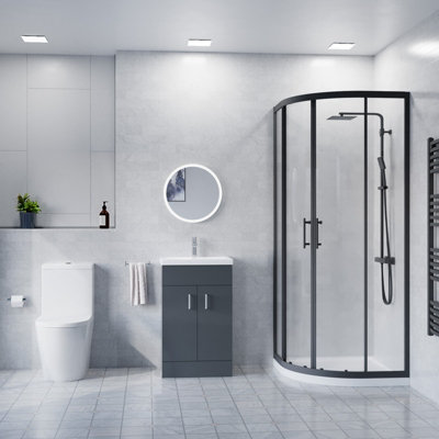 Nes Home 500mm Floor Standing Vanity With Basin & Toilet900mm Quadrant Screen from B&Q