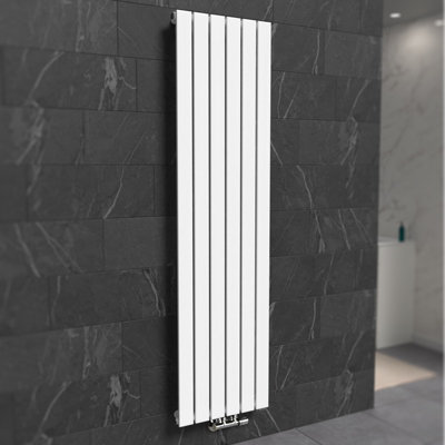 B&Q -  1800 X 410 mm Central Connection Vertical Flat Panel White Designer Radiator