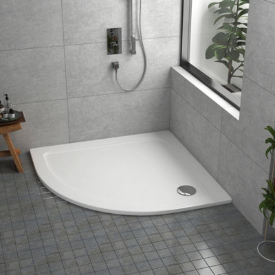 B&Q -  760 X 760mm Quadrant Stone Shower Enclosure Tray Gloss White 30mm Slimline
