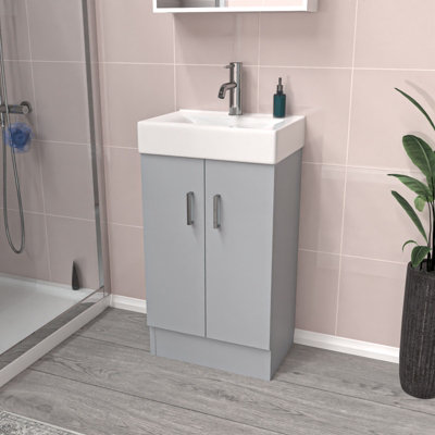 Nes Home 450mm Matte Grey Freestanding Vanity Unit With Basin from B&Q