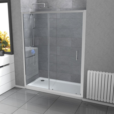 Nes Home Slider Door 6mm Clear Glass 1700mm X 1850mm Chrome from B&Q