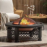 81CM Garden Fire Pit Brazier Heater BBQ Table with BBQ Grill