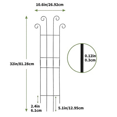 81CMH BLACK OUTDOOR METAL TRELLIS SET FOR CLIMBING PLANTS