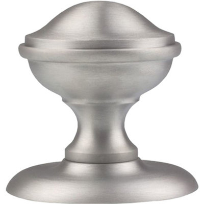 81mm Traditional Centre Front Door Round Dome Knob - Satin Chrome Outdoor Handle
