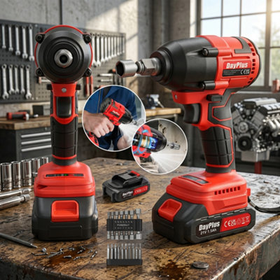  - 21V Cordless Impact Wrench 1/2 Inch Drive High Torque Brushless Power Impact Gun 450Nm With Battery For Car Repair And Home Use