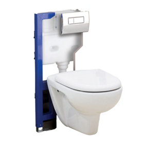 820mm Mounting Frame & Concealed Cistern for Wall Hung Toilets with Chrome Flush Plate