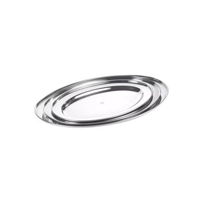 Urbn-Living 3Pc Oval Silver Effect Serving Platter from B&Q