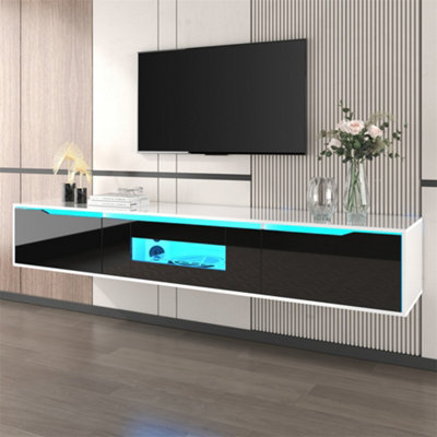 Abrihome Tv CabinetHigh-Gloss Tv CabinetMatching Colours In High-Gloss White And High-Gloss BlackWith Colour-Changing Led Lights. from B&Q