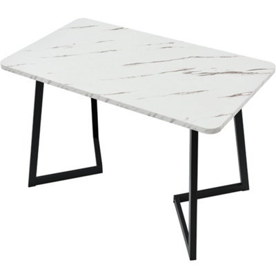 Abrihome 117X68Cm Modern Rectangular Dining Table With Marble Pattern & Metal LegsBlack/white from B&Q