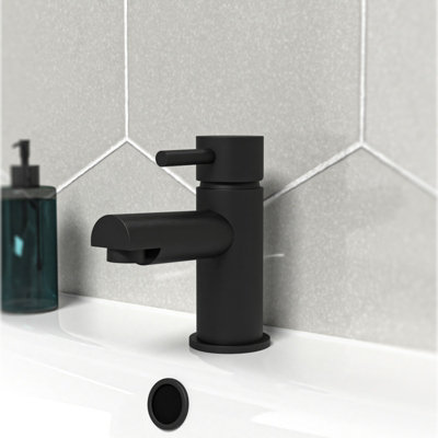 B&Q -  Bathroom Basin Single Lever Mixer Tap Matt Black