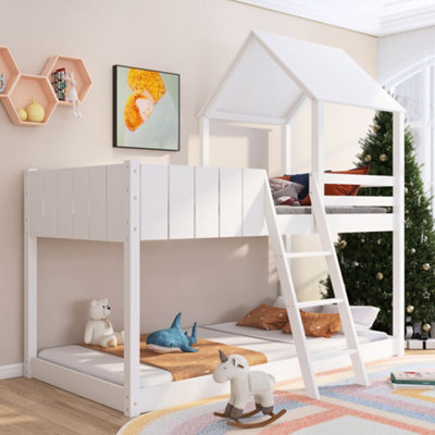 Abrihome Wooden Bunk BedLoft Bed With Ladder And Guard RailMid-Sleeper Cabin Bed3 Ft Single Treehouse Canopy (White 90 X 190 Cm) from B&Q