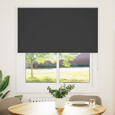 Berkfield Roller Blind Blackout Black 125X175 Cm Fabric Width 121.6 Cm Polyester
