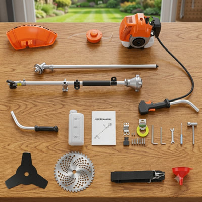  - Heavy Duty 52Cc 3-In-1 Petrol Brush Cutter Strimmer Hedge Trimmer Chainsaw 2500W 2-Stroke