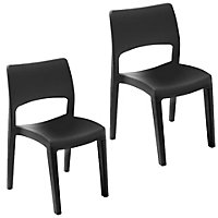 82cm Height Modern Garden Plastic Chair Set Patio Outdoor Furniture Black 2 Pcs