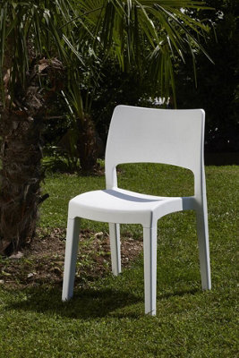 82cm Height Modern Garden Plastic Chair Set Patio Outdoor Furniture White 2 Pcs