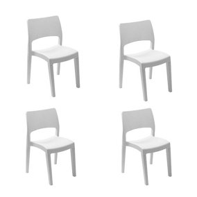 82cm Height Modern Garden Plastic Chair Set Patio Outdoor Furniture White 4 Pcs