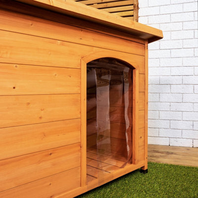 82cm x 1.16m Large Outdoor Garden Wooden Dog House Kennel with Window - 3