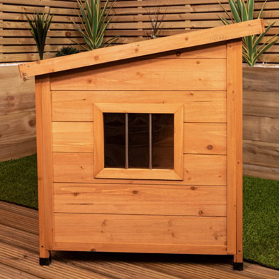 82cm x 1.16m Large Outdoor Garden Wooden Dog House Kennel with Window - 4