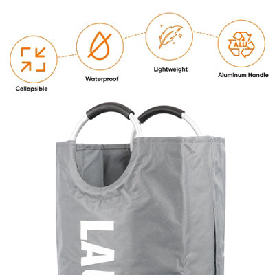 82L Large Collapsible Laundry Basket - GREY