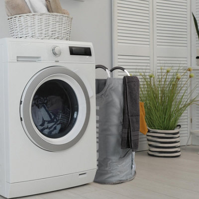 82L Large Collapsible Laundry Basket - GREY - 5