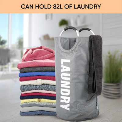82L Large Collapsible Laundry Basket - GREY - 6