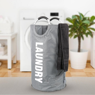 82L Large Collapsible Laundry Basket - GREY - 7