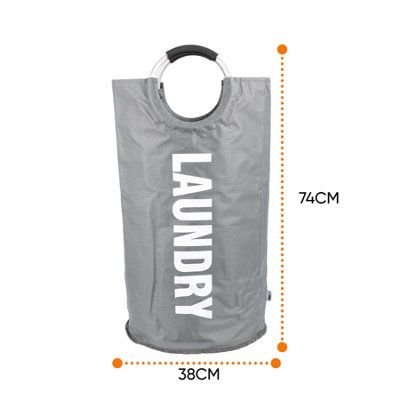 82L Large Collapsible Laundry Basket - GREY - 9