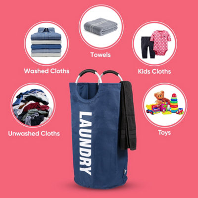 82L Large Collapsible Laundry Basket - NAVY