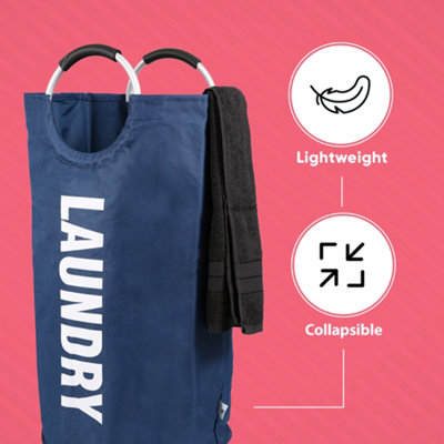 82L Large Collapsible Laundry Basket - NAVY - 6