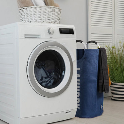 82L Large Collapsible Laundry Basket - NAVY - 8