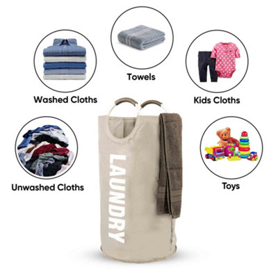 82L Large Collapsible Laundry Basket - SILVER