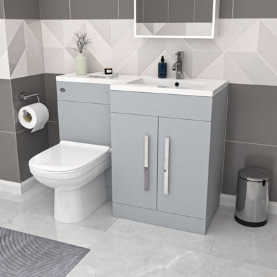Nes Home Matte Grey 1100mm Rh Vanity Wc Unit & Modern Btw Toilet from B&Q