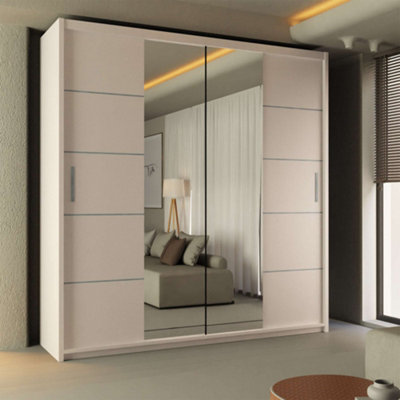 Sliding Wardrobes 4 U LTD Sliding Wardrobes 4U Baron Sliding Mirror Door Wardrobe In Sizes & 3 Colors - White 150Cm