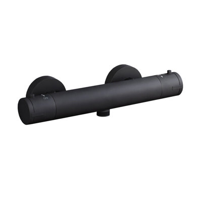 B&Q -  Matte Black Round Thermostatic Shower Bar Valve With Single Outlet
