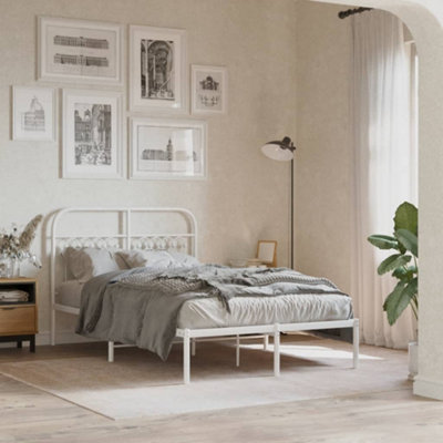 Berkfield Metal Bed Frame Without Mattress With Headboard White 120X200Cm from B&Q