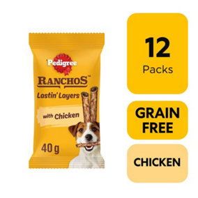 84 Pedigree Ranchos Lastin Layers Adult Dog Treats Chicken Dog Chews (12 x 40g)