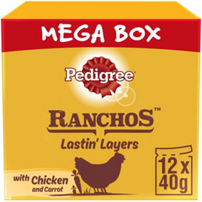 84 Pedigree Ranchos Lastin Layers Adult Dog Treats Chicken Dog Chews 12 x 40g
