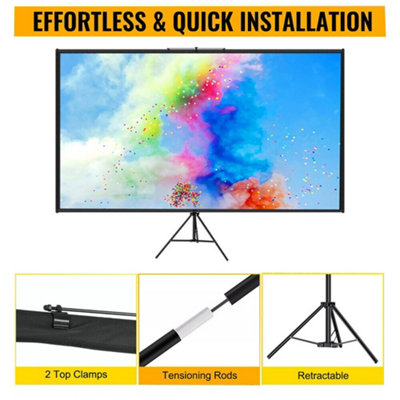 84" Projector Screen w/Tripod Stand Portable Home Outdoor Movie Screen 16:9 4K
