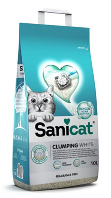 B&Q Sanicat Clumping Fragrance Free Cat Litter 10L White