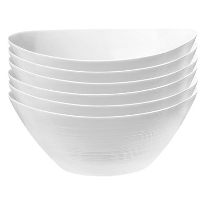 B&Q -  Prometeo Oval Glass Salad Bowls25CmWhitePack Of 6