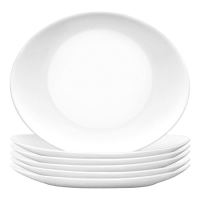 B&Q -  Prometeo Oval Glass Steak Plates32CmWhitePack Of 6