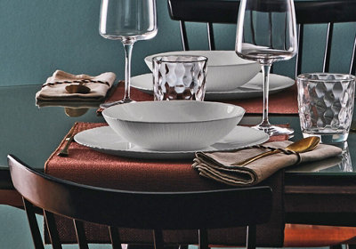 B&Q -  Bormioli Rocco  18 Pcs Dinner Sets Opal Glass Service Tableware Dining Plates