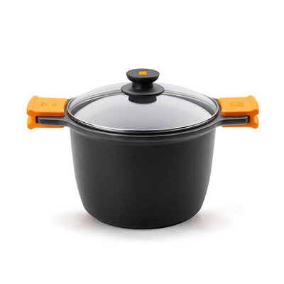 Bra Efficient Non-Stick Large Stock Pot with Glass Lid (24cm) | Oven-Safe Large Induction Pot with 6mm Base & Silicone Grips Suitable for All Heat Sources Including Induction. - Image 4