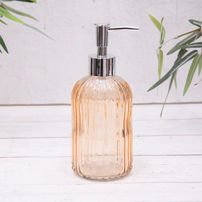 Annibells Vintage Ribbed Glass Soap Dispensers (15039)Orange from B&Q